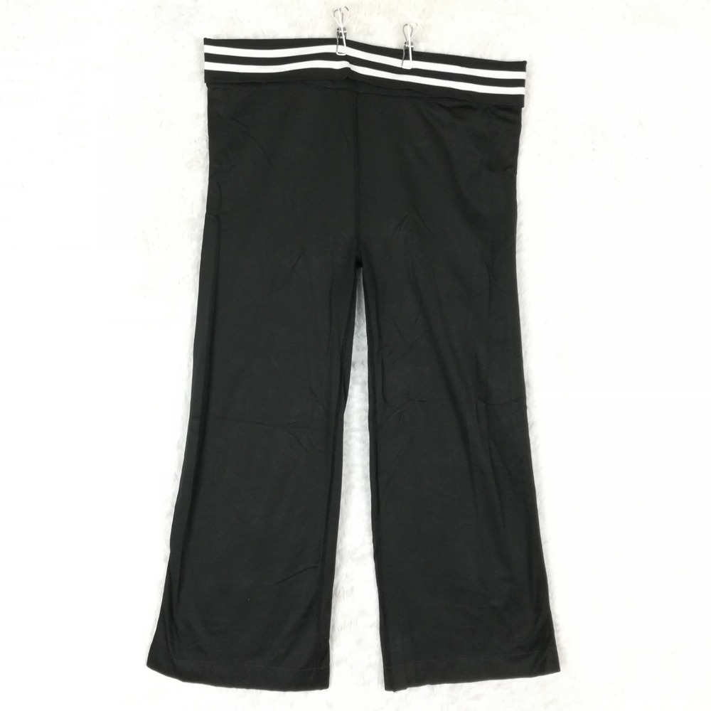 Champion Womens Pants Cropped Flare Black Athletic Banded High Rise XL